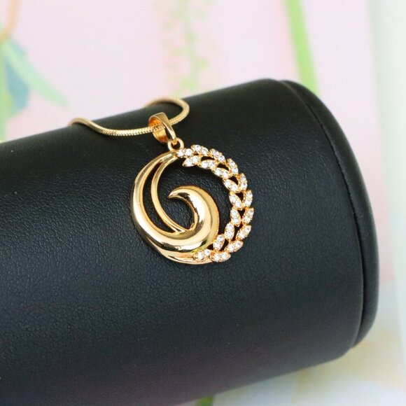 "Elegant Rose Gold Spiral Pendant with Sparkling Stone Accents, XPPT1243 - Picture 8 of 12